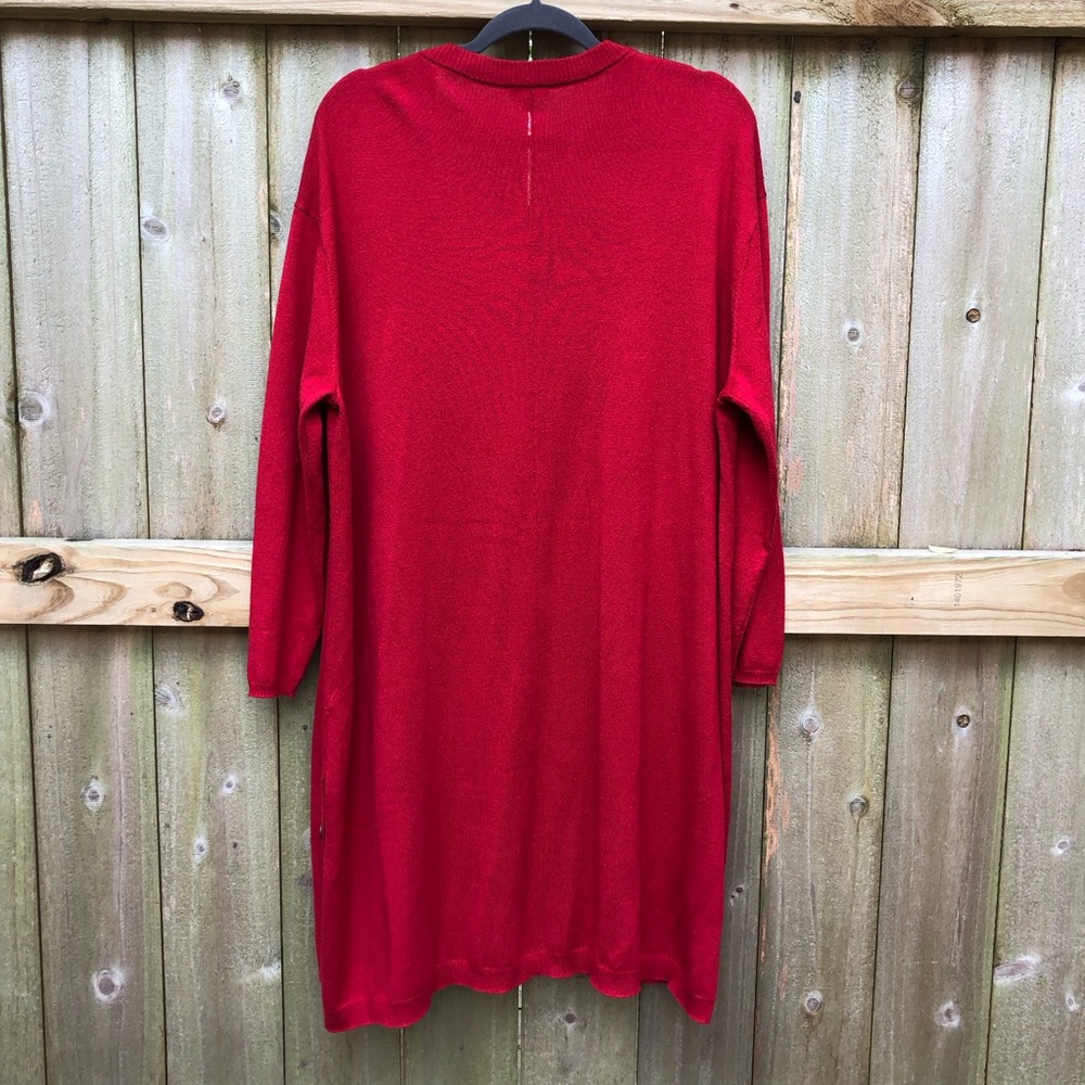 J. Jill Wool Blend Cardigan Size 2X Red Button Front Side Slits Patch Pockets - Picture 9 of 14